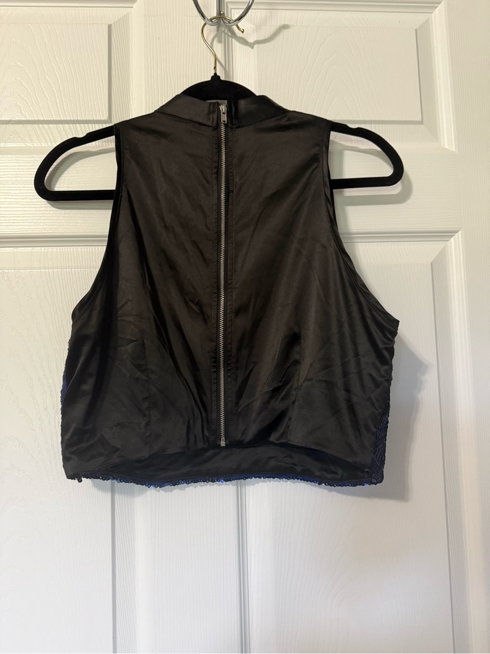 bebe Royal Blue Sequin Sleeveless Crop Top-M - Picture 5 of 7